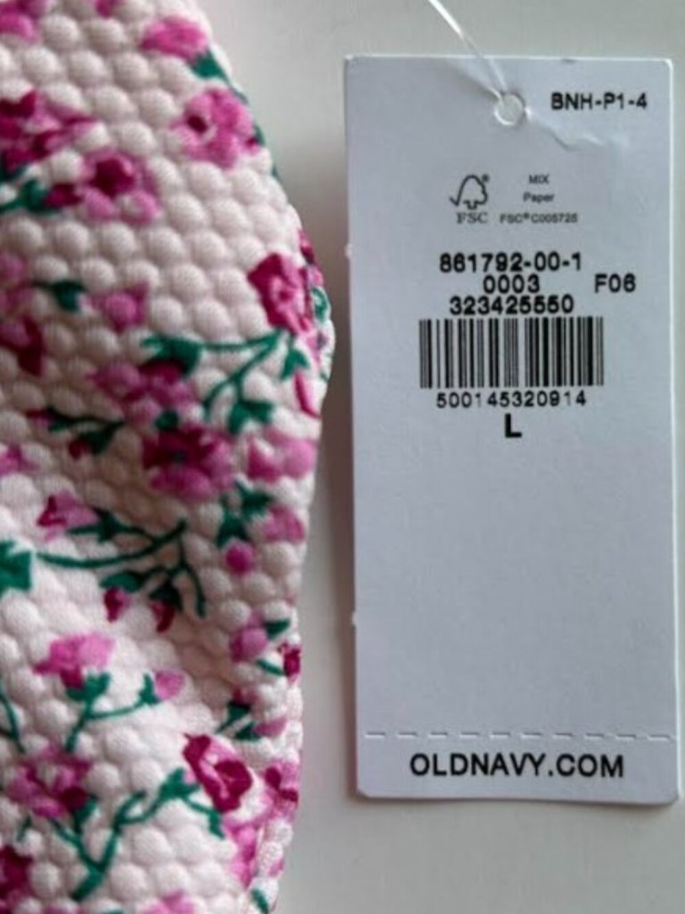 Old Navy Pique Side-Tie Swim Dress Pink Floral L - Picture 6 of 6